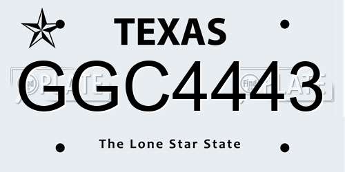 GGC4443 Texas License Plate