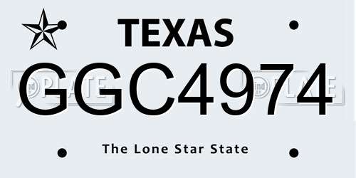 GGC4974 Texas License Plate