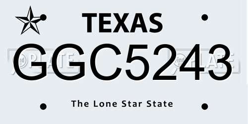 GGC5243 Texas License Plate
