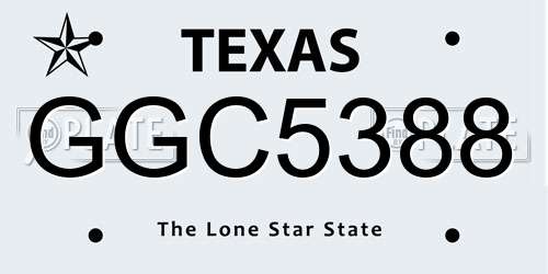 GGC5388 Texas License Plate