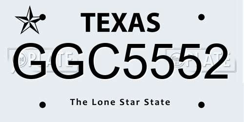 GGC5552 Texas License Plate