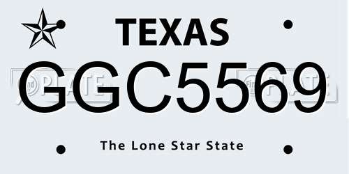 GGC5569 Texas License Plate