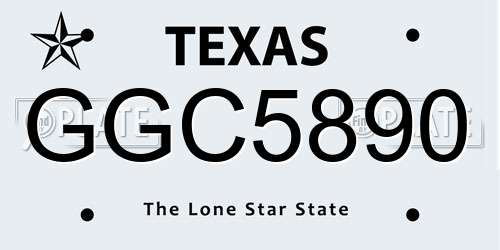 GGC5890 Texas License Plate