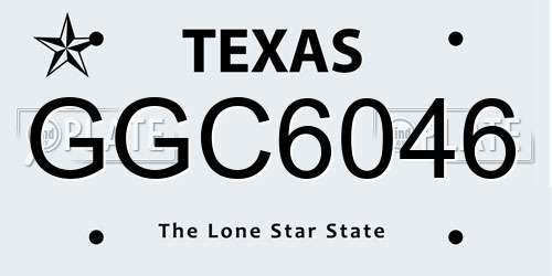 GGC6046 Texas License Plate