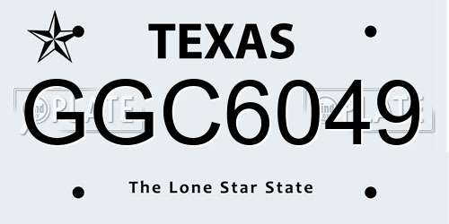 GGC6049 Texas License Plate