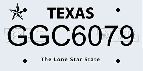 GGC6079 Texas License Plate