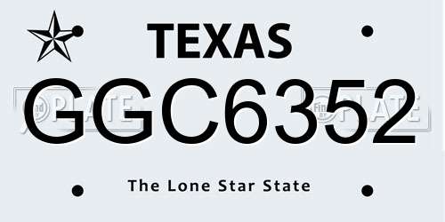 GGC6352 Texas License Plate