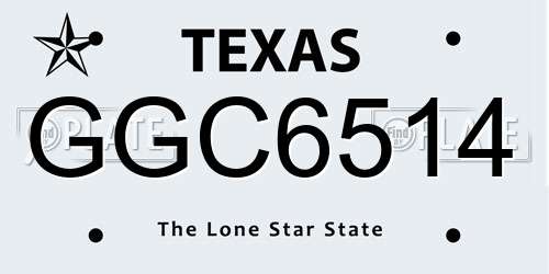 GGC6514 Texas License Plate