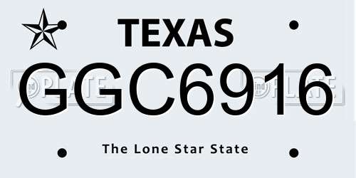 GGC6916 Texas License Plate