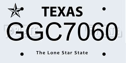 GGC7060 Texas License Plate