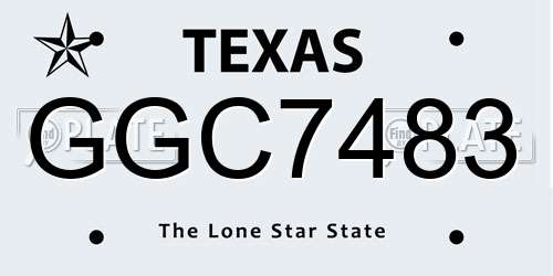 GGC7483 Texas License Plate