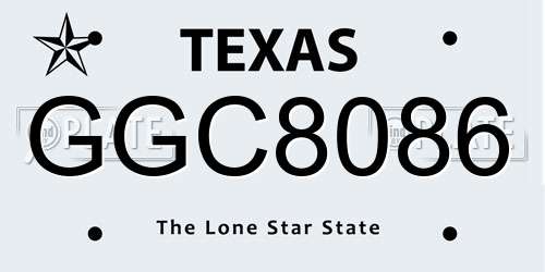 GGC8086 Texas License Plate