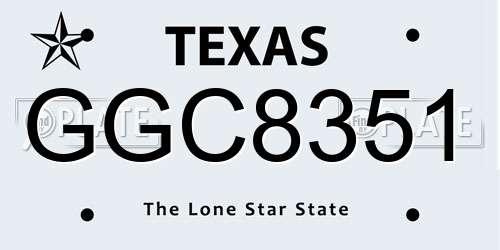 GGC8351 Texas License Plate