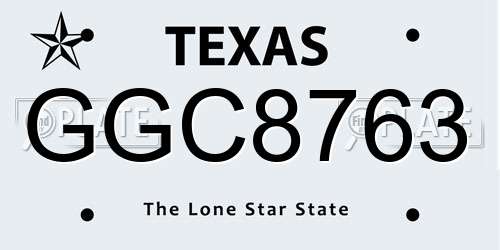 GGC8763 Texas License Plate