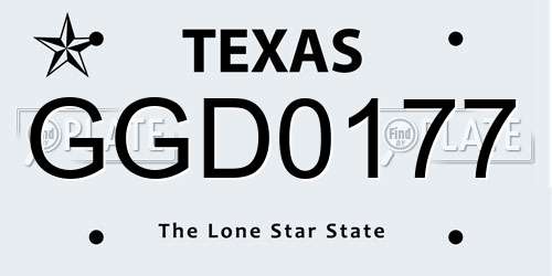 GGD0177 Texas License Plate