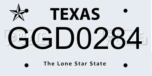 GGD0284 Texas License Plate