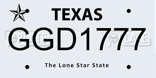 GGD1777 Texas License Plate