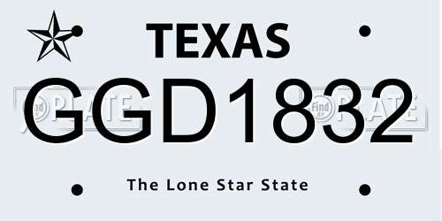 GGD1832 Texas License Plate