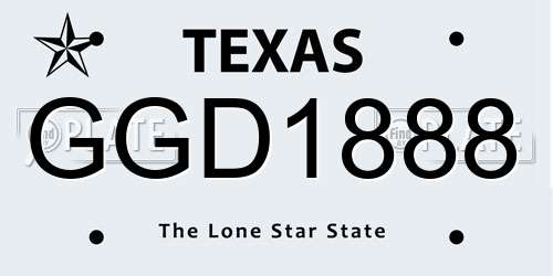GGD1888 Texas License Plate