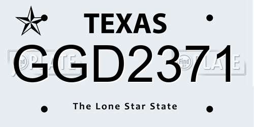 GGD2371 Texas License Plate