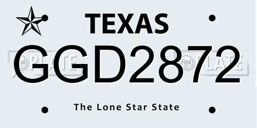 GGD2872 Texas License Plate