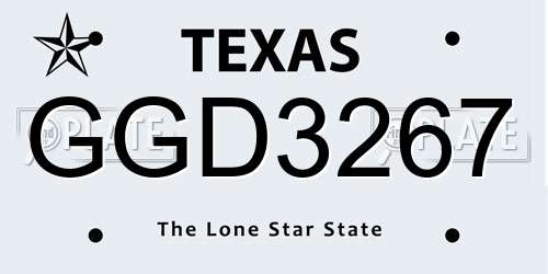 GGD3267 Texas License Plate