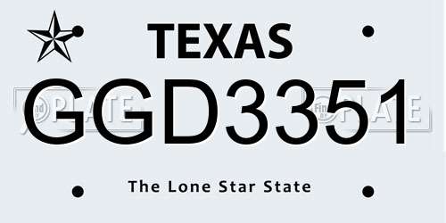 GGD3351 Texas License Plate