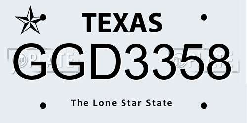 GGD3358 Texas License Plate