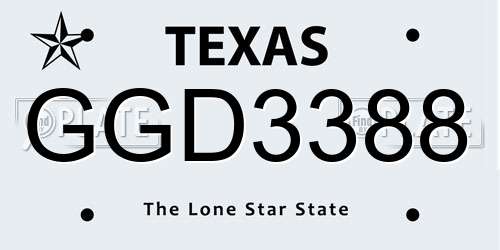 GGD3388 Texas License Plate