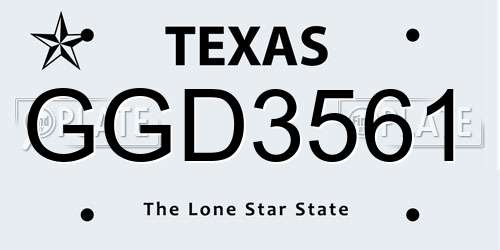 GGD3561 Texas License Plate