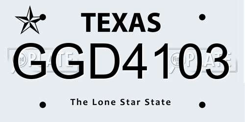 GGD4103 Texas License Plate