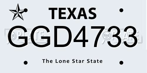 GGD4733 Texas License Plate