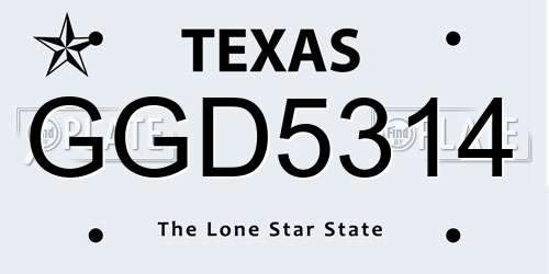 GGD5314 Texas License Plate