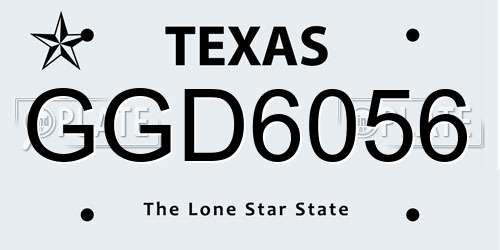 GGD6056 Texas License Plate