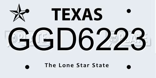 GGD6223 Texas License Plate