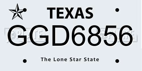 GGD6856 Texas License Plate
