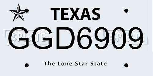 GGD6909 Texas License Plate