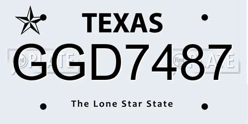 GGD7487 Texas License Plate