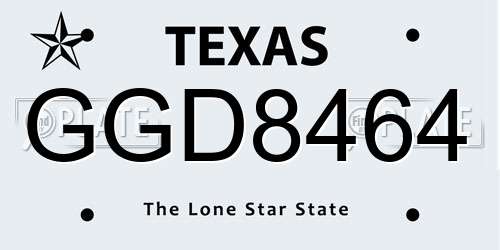 GGD8464 Texas License Plate
