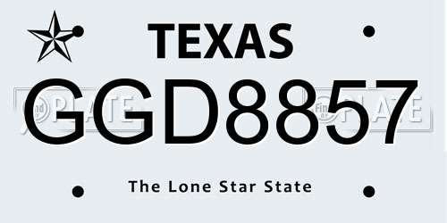 GGD8857 Texas License Plate