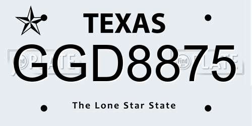 GGD8875 Texas License Plate