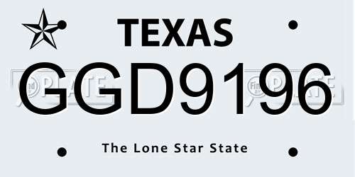 GGD9196 Texas License Plate