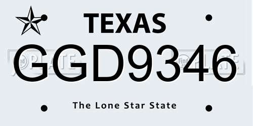 GGD9346 Texas License Plate