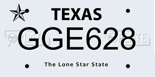 GGE628 Texas License Plate