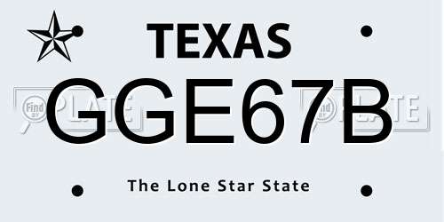 GGE67B Texas License Plate