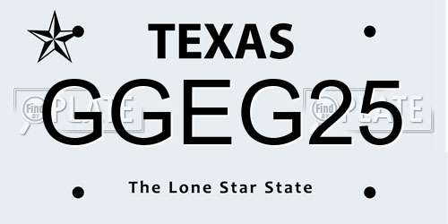 GGEG25 Texas License Plate