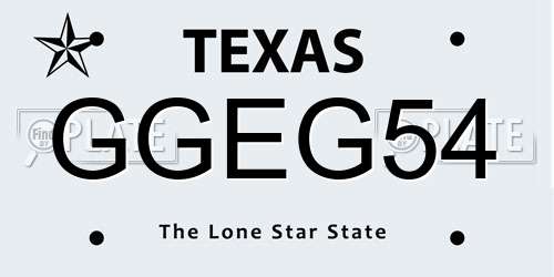 GGEG54 Texas License Plate