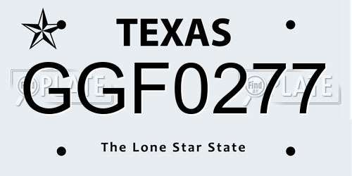 GGF0277 Texas License Plate