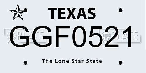 GGF0521 Texas License Plate