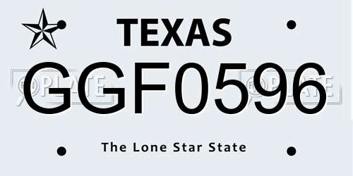 GGF0596 Texas License Plate